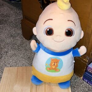 COCOMELON Charming Plush Toy with Bear Print On Tee - Blue and Yellow 11”